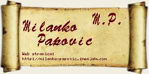 Milanko Papović vizit kartica